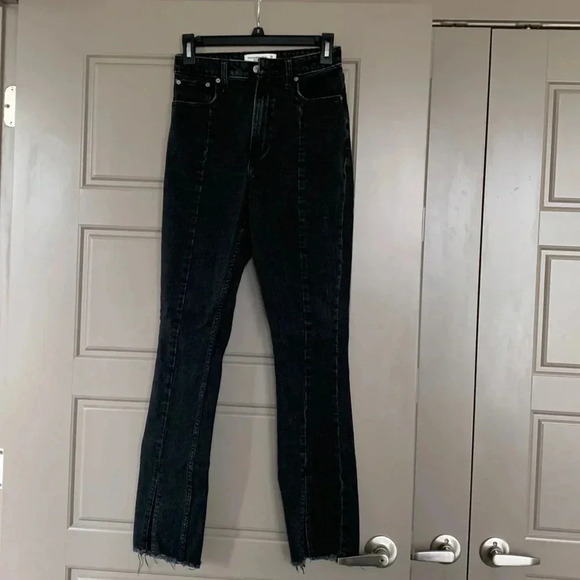 ABERCROMBIE AND FITCH CURVE LOVE SKINNY HIGH RISE WOMENS BLACK JEAN 25/0 - Picture 1 of 5